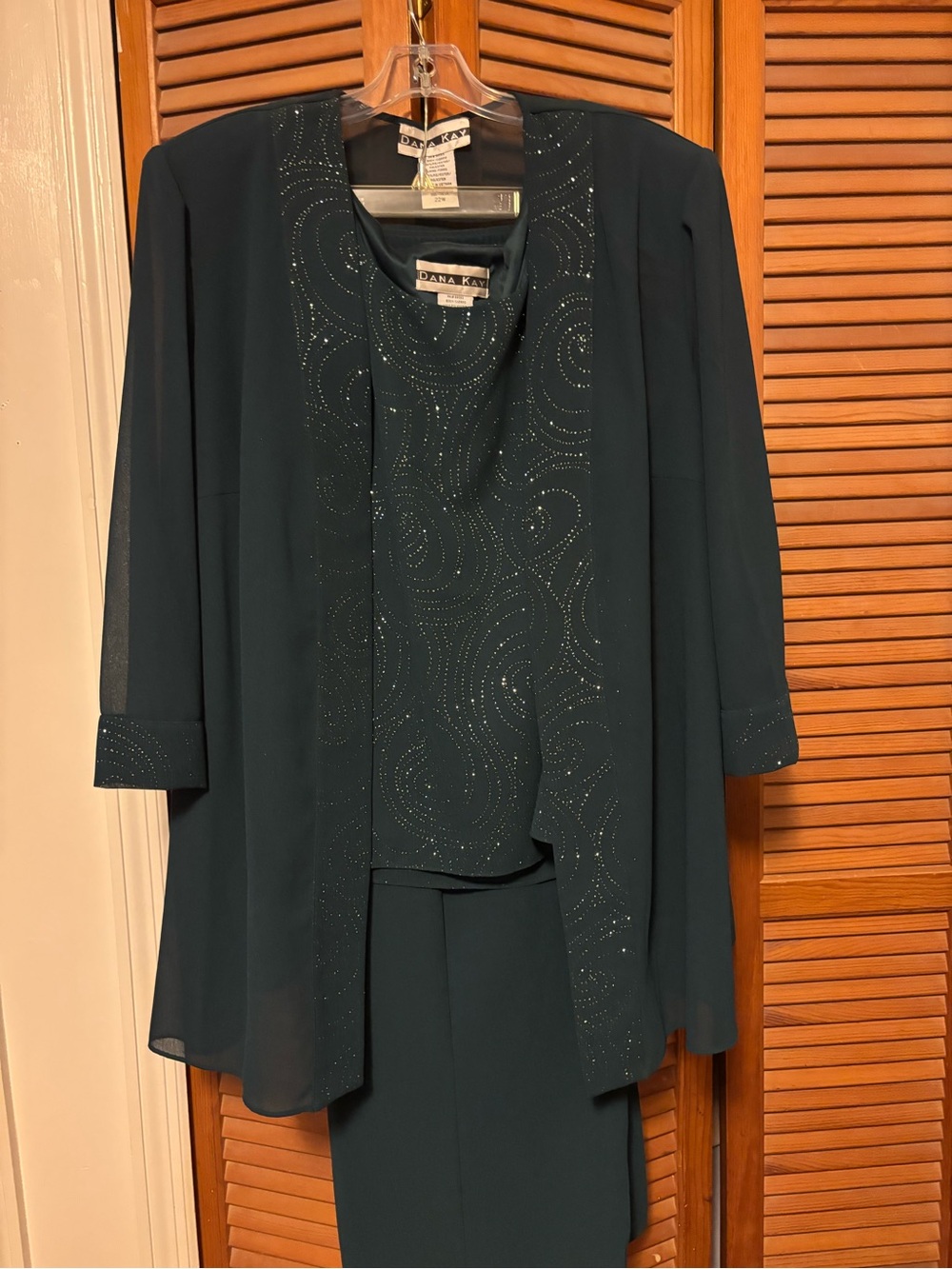 Dana Kay Teal Embellished 3-Piece Dress Ensemble
